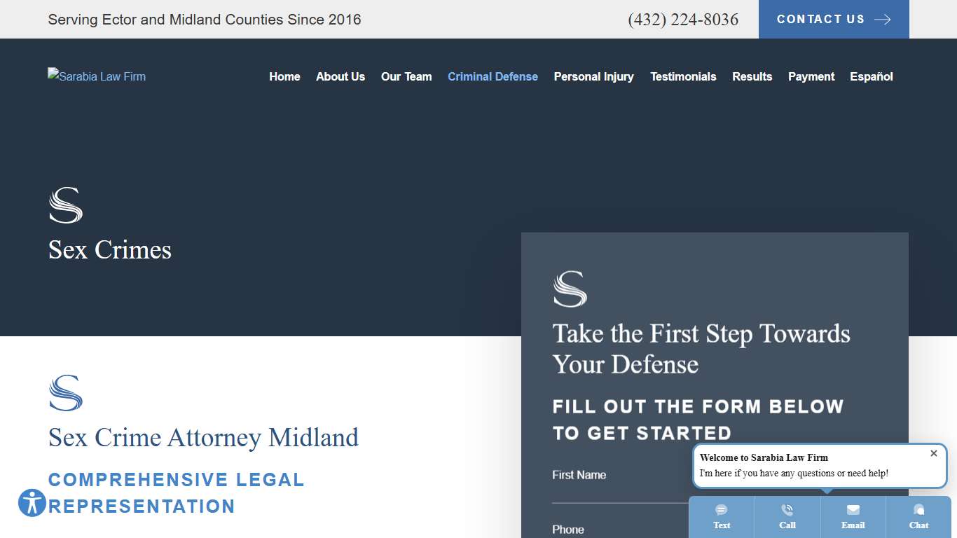 Sex Crime Attorney in Midland | Sarabia Law Firm